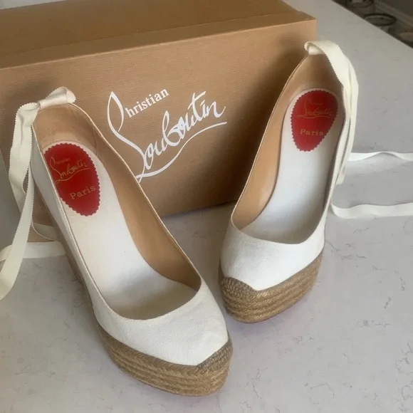 Christian Louboutin White Platform Espadrilles - Picture 7 of 10